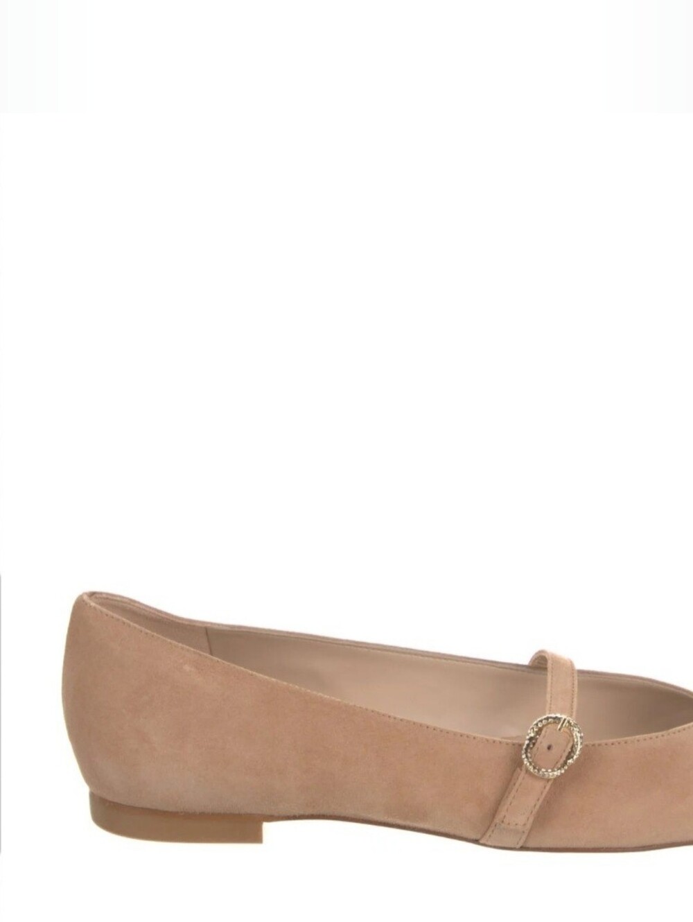 Stuart Weitzman Adobe Suede Crystal Mary Jane Pointed Toe Flats 8 - Picture 11 of 11